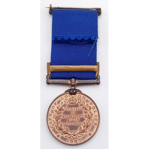 226 - Queen Victoria’s 1887 Police Jubilee Medal, with clasp for the 1897 Jubilee, with City of London Pol... 