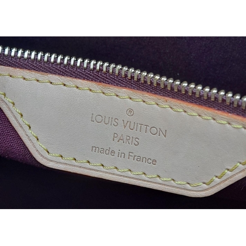 424 - A Louis Vuitton Burgundy Vernis Brea MM Bag. Monogram patent leather exterior with gold-toned hardwa... 