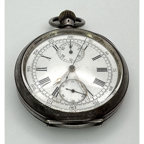 113 - An Antique Sterling Silver Pocket Watch. Top winder. Hallmarks on case. Omega mark. White dial with ... 