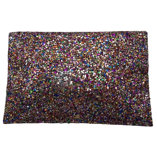 213 - An Anya Hindmarch Multicolour New Valorie Clutch Bag. Leather and glitter exterior with rose gold-to... 