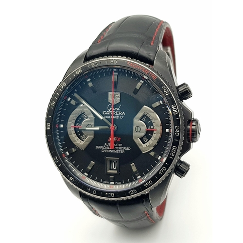 3 - A Tag Heuer Grand Carrera Calibre 17 Automatic Gents Chronograph Watch. Model CAV518B. FC 6237. Blac... 