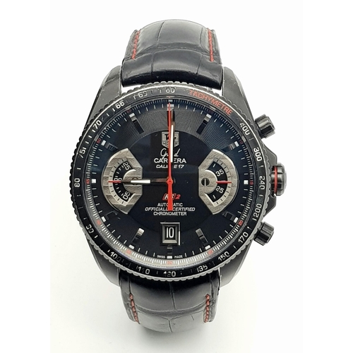 3 - A Tag Heuer Grand Carrera Calibre 17 Automatic Gents Chronograph Watch. Model CAV518B. FC 6237. Blac... 