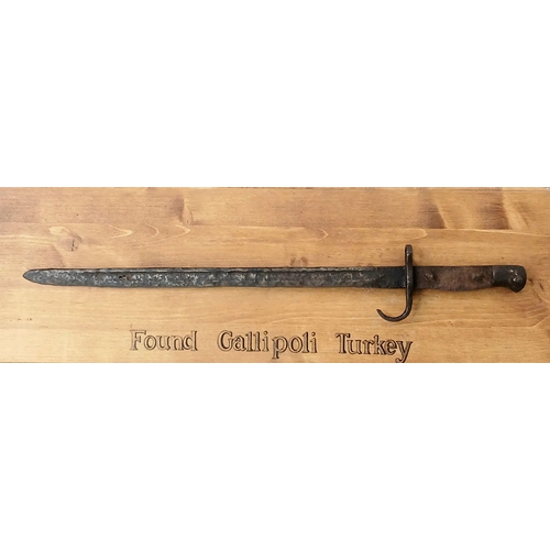 552 - Mounted WW1 British/Australian 1907 Patten Hooked Quillion Bayonet, Found Gallipoli, Turkey.