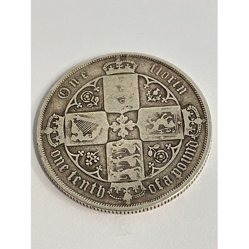 399 - SILVER GOTHIC FLORIN 1883. Fine/ Very Fine condition.