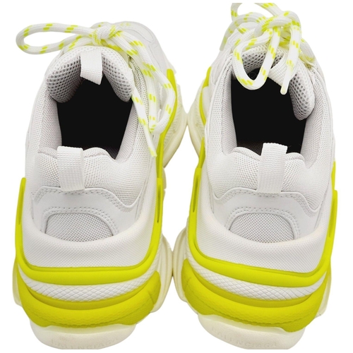 150 - A Pair of Balenciaga White and Neon Green/Yellow Triple S Trainers. Size UK 4.5/Europe 37/US 6.5. In... 