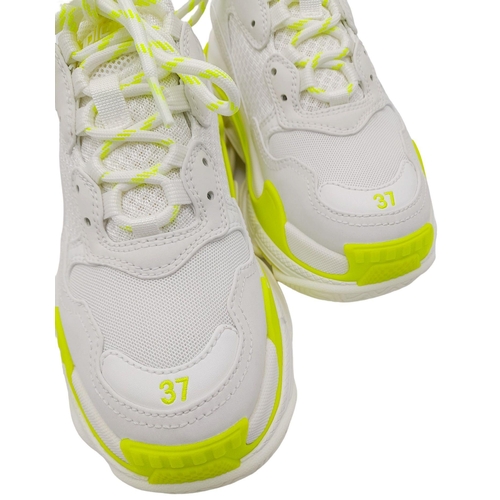 150 - A Pair of Balenciaga White and Neon Green/Yellow Triple S Trainers. Size UK 4.5/Europe 37/US 6.5. In... 