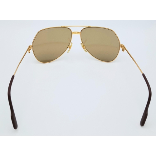 220 - A Pair of Cartier Sunglasses- Santos De Cartier Gold-tone Aviator Sunglasses. In Good Condition. Com... 