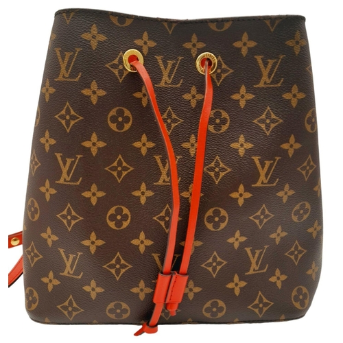 277 - A Louis Vuitton Neonoe Shoulder Bag. Monogram coated canvas exterior with gold-toned hardware, remov... 