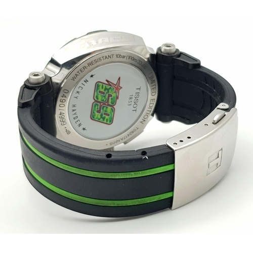 401 - A Tissot Nicky Haden 69 Chronograph Limited Edition Watch. 
Black and green rubber strap. Stainless ... 