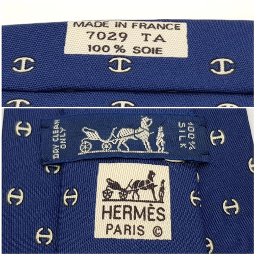 452 - An Hermes Blue Silk Scarf. In good condition but please see photos or request a condition report. Re... 