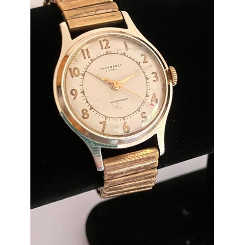 252 - Gentleman’s vintage INGERSOLL WRISTWATCH. Gold plated with Rolled Gold expandable bracelet. Iconic r... 