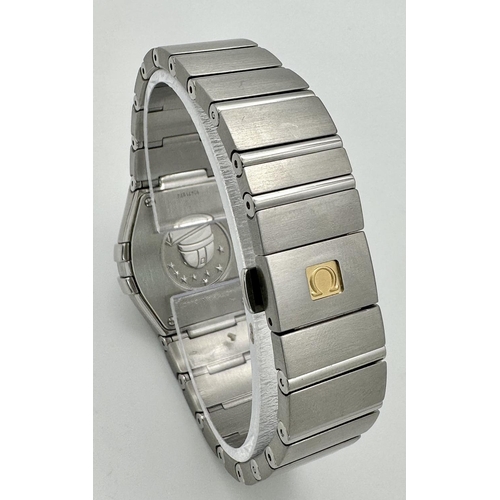 358 - An Omega Constellation Diamond Quartz Ladies Watch. Stainless steel bracelet and case - 28mm. Mother... 