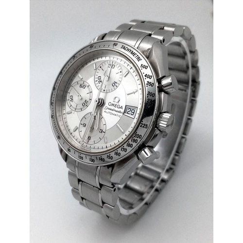 408 - An Omega Speedmaster Automatic Chronograph Gents Watch. Model 351330. Stainless steel bracelet and c... 