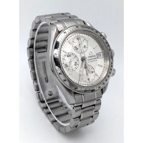 408 - An Omega Speedmaster Automatic Chronograph Gents Watch. Model 351330. Stainless steel bracelet and c... 