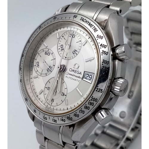 408 - An Omega Speedmaster Automatic Chronograph Gents Watch. Model 351330. Stainless steel bracelet and c... 