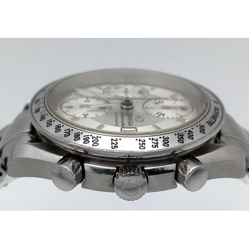 408 - An Omega Speedmaster Automatic Chronograph Gents Watch. Model 351330. Stainless steel bracelet and c... 