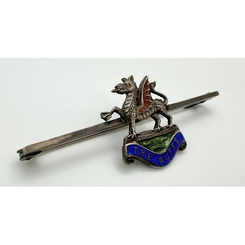 483 - SILVER SWEETHEART BROOCH. KENT BUFFS REGIMENT. Enamel on Silver. Beautiful condition. Please see pic... 