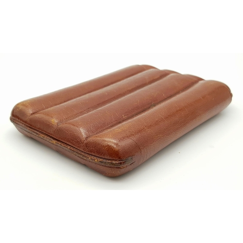 539 - Vintage Leather Cigar Case in lovely condition, together with vintage Cigar Piercer.