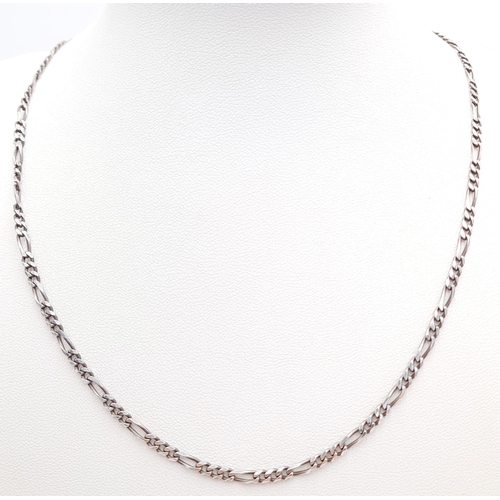 553 - Italian SILVER FIGARO CHAIN NECKLACE. 45 cm.