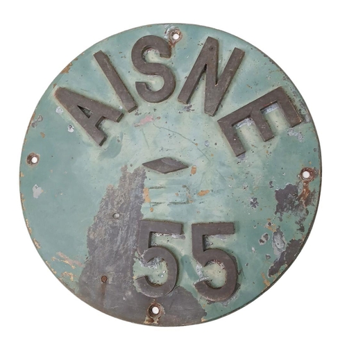 578 - A Very Rare Heavy Cast Metal Original WW2 French Tunnel Sign. 30cm Diameter. From a WW2 Collector De... 