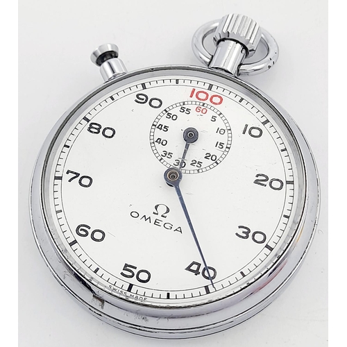 547 - A Vintage Omega Stainless Steel Stopwatch. 52mm diameter. White dial with second sub dial. In workin... 