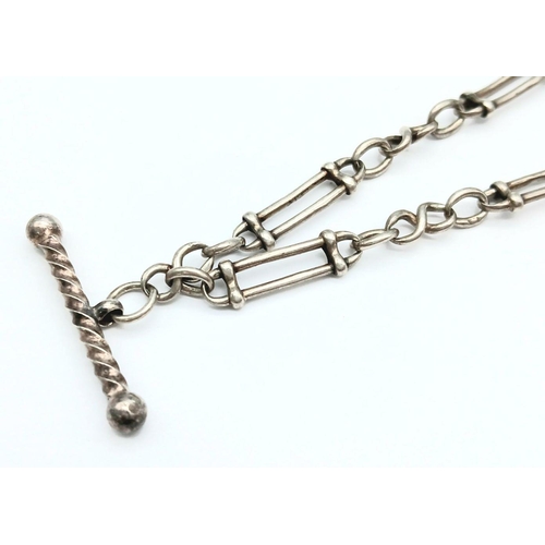 1708 - A Vintage Sterling Silver Albert Chain. 42cm. 18.5g