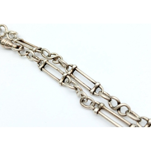 1708 - A Vintage Sterling Silver Albert Chain. 42cm. 18.5g