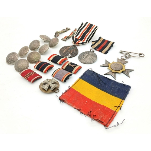 1144 - A Small Collection of Original WW1 and Post War Medals, Buttons & Ribbons Comprising; a 1914 Furg Da... 