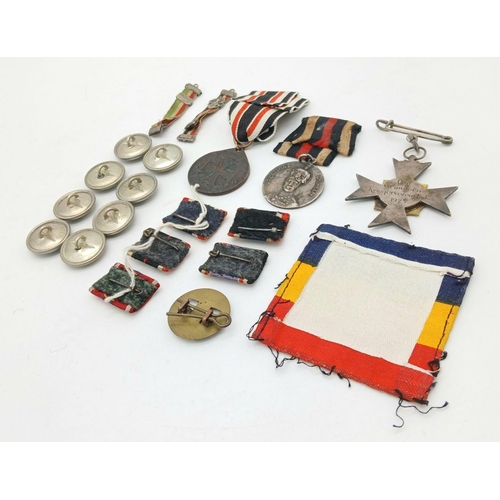 1144 - A Small Collection of Original WW1 and Post War Medals, Buttons & Ribbons Comprising; a 1914 Furg Da... 