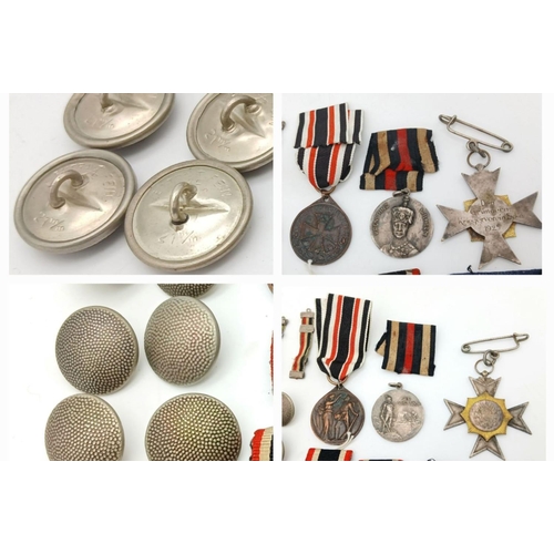 1144 - A Small Collection of Original WW1 and Post War Medals, Buttons & Ribbons Comprising; a 1914 Furg Da... 