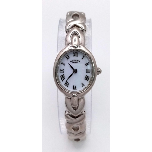 1165 - A Hallmarked 1999 Sterling Silver Ladies Bracelet Watch by Rotary. 20mm Including Crown. 35.16 Grams... 