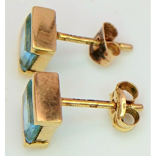 1179 - A Pair of 9 Carat Yellow Gold Topaz Set Stud Earrings. 6mm Width.