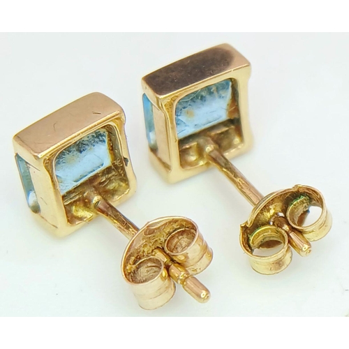 1179 - A Pair of 9 Carat Yellow Gold Topaz Set Stud Earrings. 6mm Width.