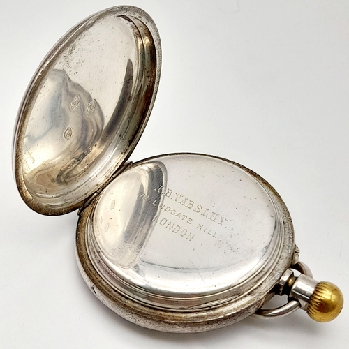 1102 - An Antique London Hallmarked 1886/7 Silver Manual Wind Pocket Watch. Subsidiary Dial, Working Order.... 