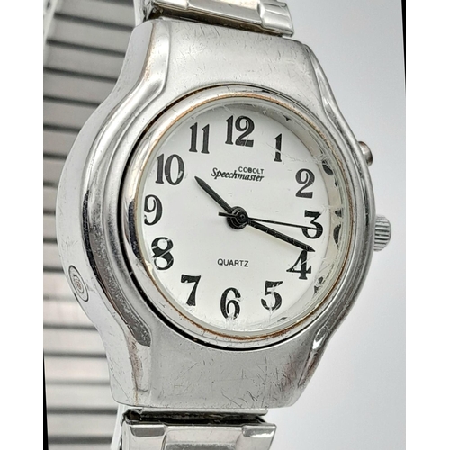 1088 - Cobolt Speech Master Flex Strap Talking Watch. Full Working Order. 32mm Case. Press top right button... 