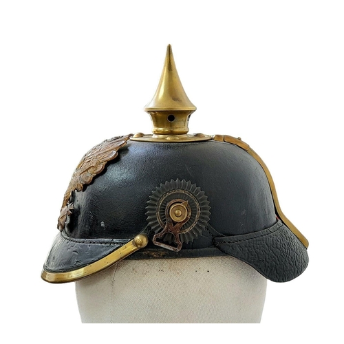 124 - 3rd Reich WW1 Imperial German 1895 Model Enlisted Man Pickelhaube. Complete with chinstrap mounts an... 