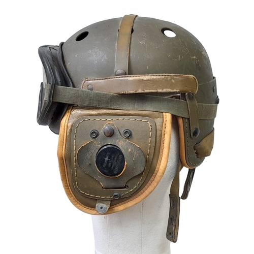 13 - WW2 US M1938 Tank Helmet. Made by Rawlings who made and still make Baseball gloves and helmets today... 