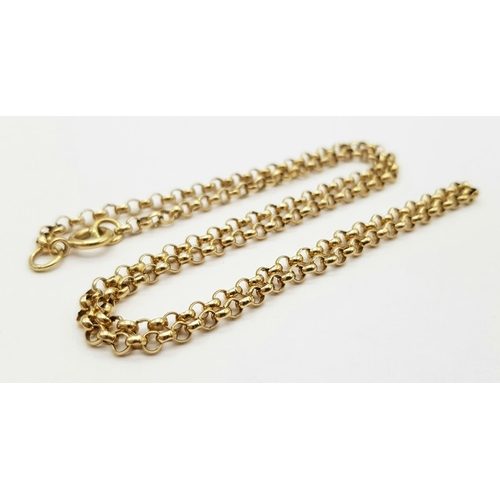 133 - Classic 9 carat GOLD BELCHER LINK NECKLACE. Long length at 50 cm. Nice heavy quality. 9.6 grams.