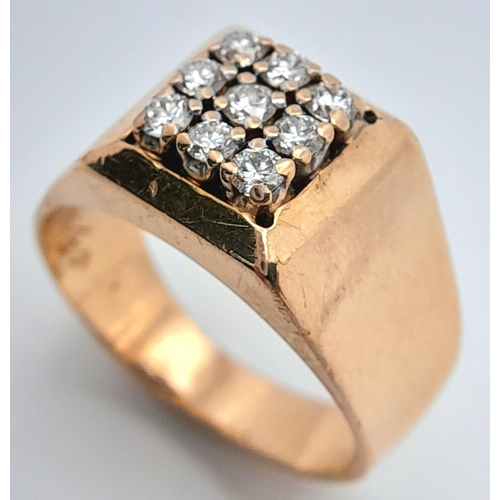 151 - A 14K YELLOW GOLD DIAMOND SET RING. 0.30CT. 9.6G IN WEIGHT. SIZE Q. Ref: SC 5052.