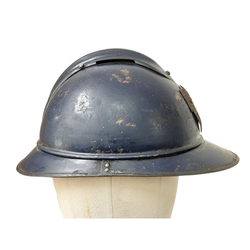 152 - French Mle 15 Adriane Helmet and liner with a 1st pattern WW1 American Volunteer Field Ambulance Bad... 