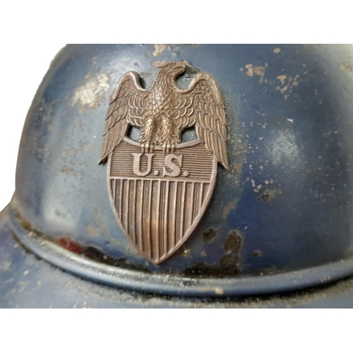 152 - French Mle 15 Adriane Helmet and liner with a 1st pattern WW1 American Volunteer Field Ambulance Bad... 