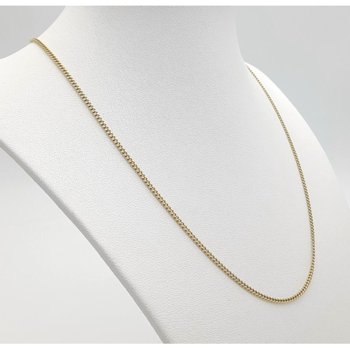 168 - 9 carat GOLD CHAIN  LINK NECKLACE. Long (55cm) slim style with full UK hallmark. 4.4 grams.