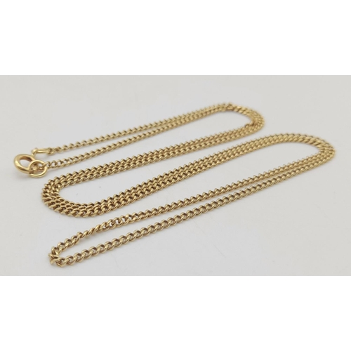 168 - 9 carat GOLD CHAIN  LINK NECKLACE. Long (55cm) slim style with full UK hallmark. 4.4 grams.