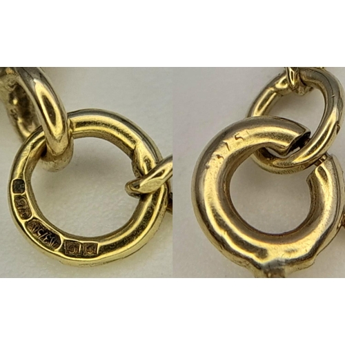 168 - 9 carat GOLD CHAIN  LINK NECKLACE. Long (55cm) slim style with full UK hallmark. 4.4 grams.