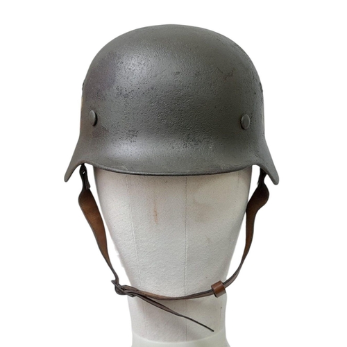 177 - WW2 German Hitler Youth Double Decal M35 Helmet with liner and Chinstrap. A German cellar find. Ther... 