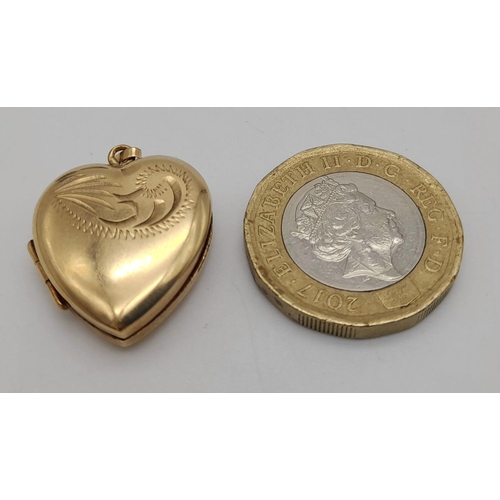 203 - Vintage  9 carat GOLD LOCKET. Heart shaped. Full UK hallmark. Opens and closes perfectly . Excellent... 