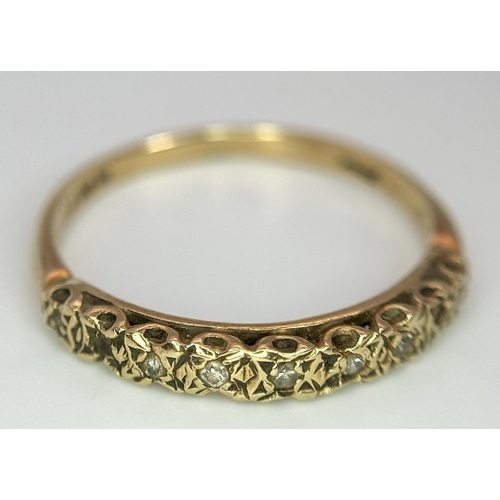 210 - 9 carat GOLD and DIAMOND RING. Having a row of 9 DIAMONDS Pave Set to top. Fully hallmarked and comp... 