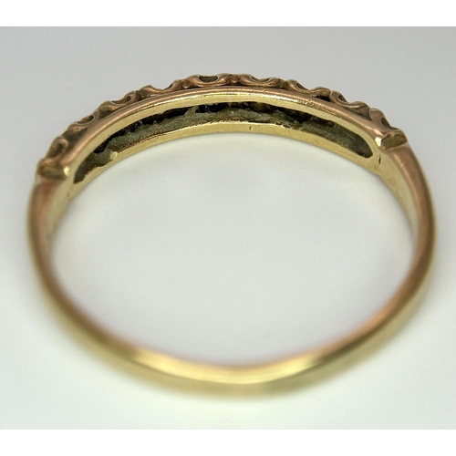 210 - 9 carat GOLD and DIAMOND RING. Having a row of 9 DIAMONDS Pave Set to top. Fully hallmarked and comp... 