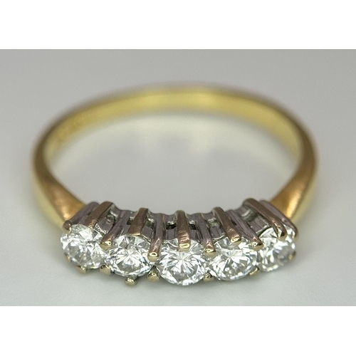 214 - AN 18K YELLOW GOLD DIAMOND 3 STONE RING - 0.50CT. 3.8G. SIZE L. REF: PERS 5002