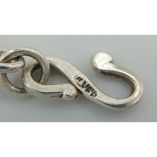 217 - SOLID SILVER BOULES BRACELET. Handmade with ‘S’ clasp fastening. 20 cm.